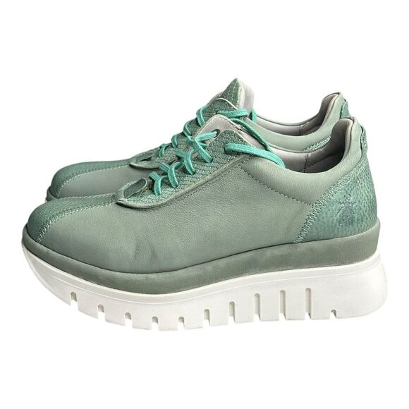 Fly London Bump Womens Green Platform Leather‎ Sneaker Size EU37 US7 M - Picture 7 of 13